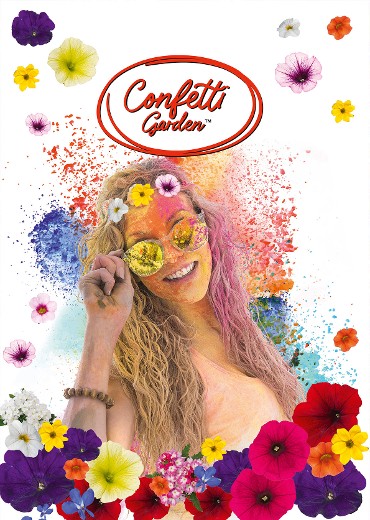 Splendide nouvelle composition en mélange "Confetti Garden" pour le concept Prêt à planter. Six mélanges en plaques, idéal en jardinière.